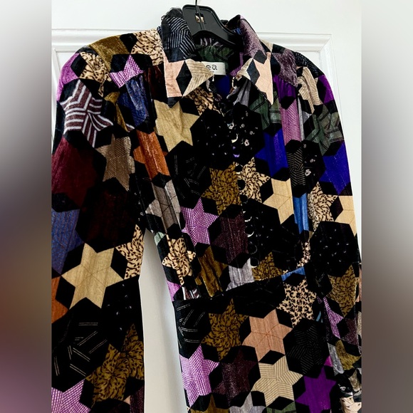 SEA NEW YORK Estrella Star Print Velvet Dress- size Small - Picture 6 of 9